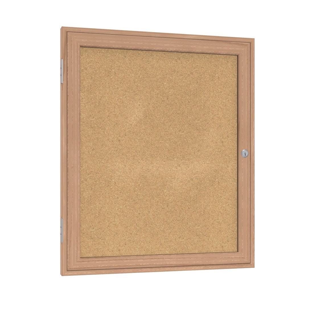 Ghent Enclosed Natural Cork Bulletin Board with Oak Wood Frame
