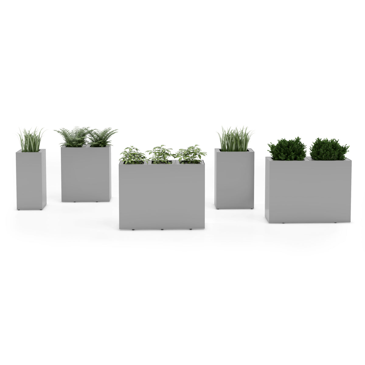 PIC Indoor Painted Steel Double Compartment Planter, 35-5/16" W x 11-7/8" D x 13-3/8' H