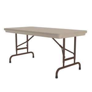 Correll Heavy Duty Commercial Use Blow Molded Folding Table, Adjustable Height, 24" x 48"