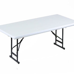 Correll Heavy Duty Commercial Use Blow Molded Folding Table, Adjustable Height, 24" x 48"