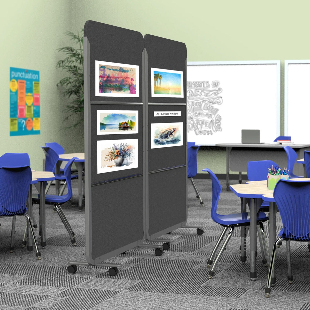 Mobile Acoustic Two-Color Room Divider, Special Order Colors (50 Divider Minimum)
