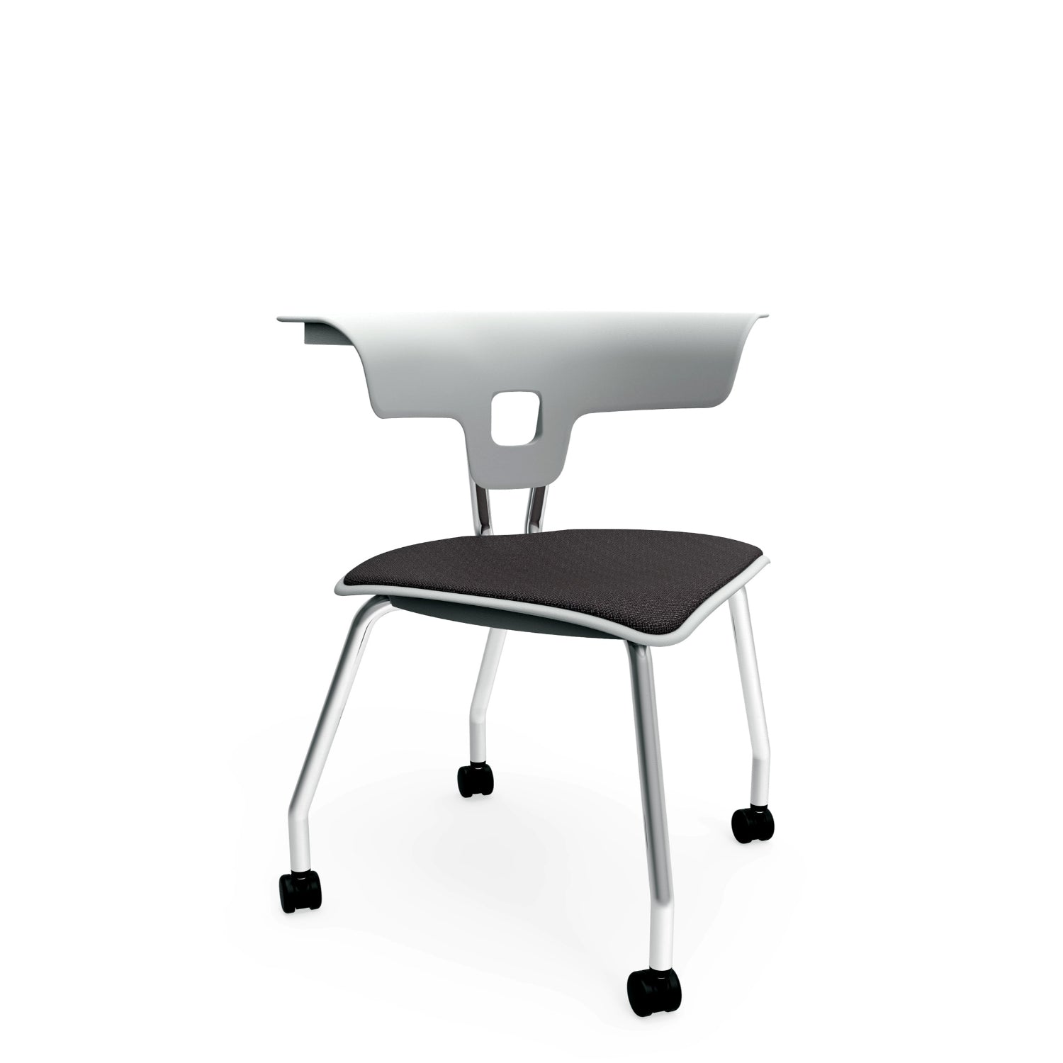 KI Ruckus 4-Leg Chair with Casters, Upholstered Seat, 18" Seat Height, FREE SHIPPING