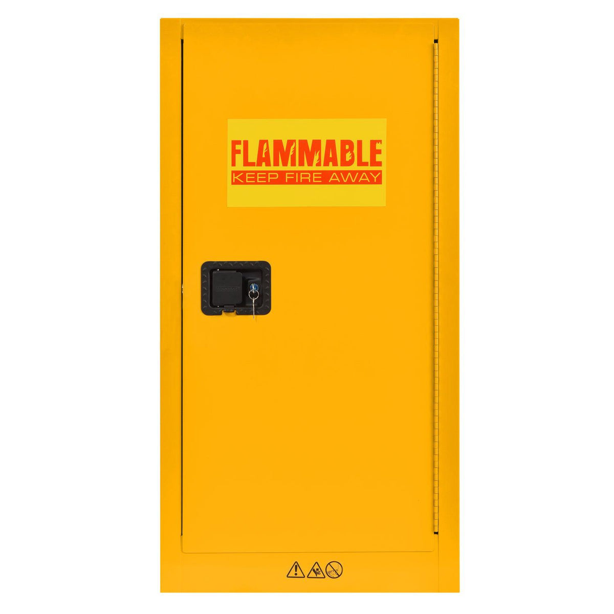Compact Flammable Safety Cabinet with Single Door, Manual Close, 16 Gallon Capacity, Safety Yellow, 23" x 18" x 44"