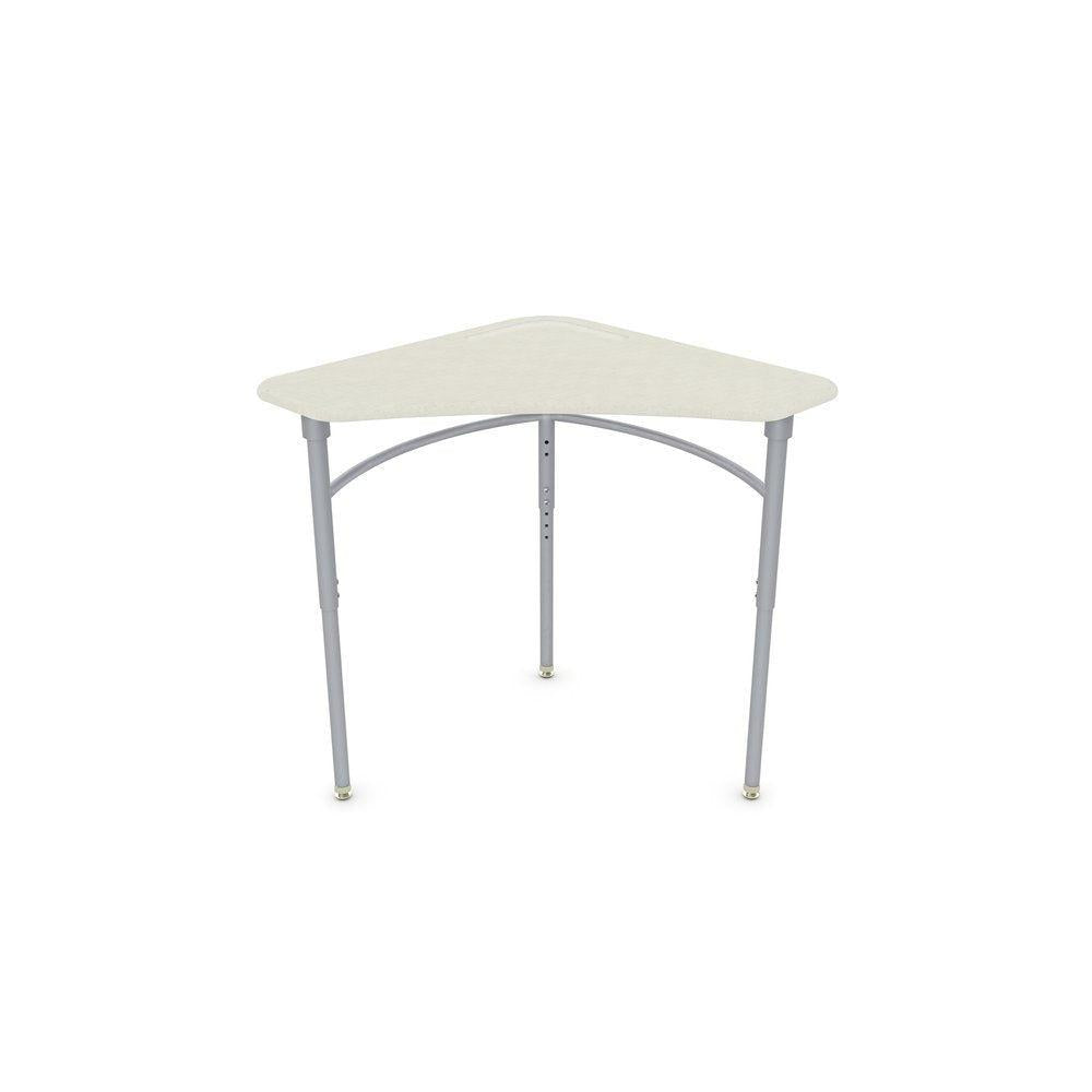 Classroom Desk and Chair Package, 24 Kaleidoscope Adjustable Height Triangle Desks with Solid Plastic Tops, 24 Ovation Stack Chairs