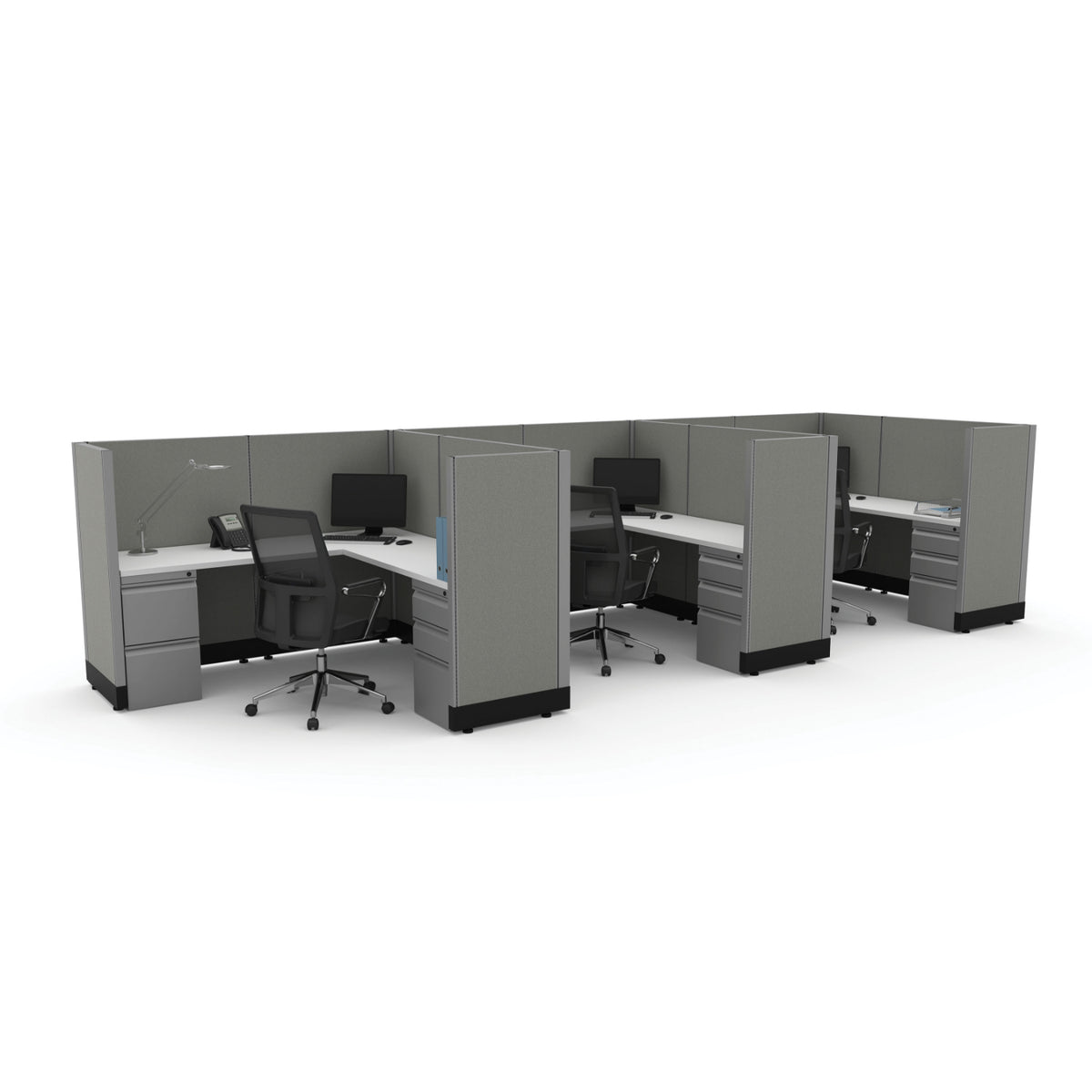 Systems In Stock Three 6' x 6' L-Shape Workstations, 53" H
