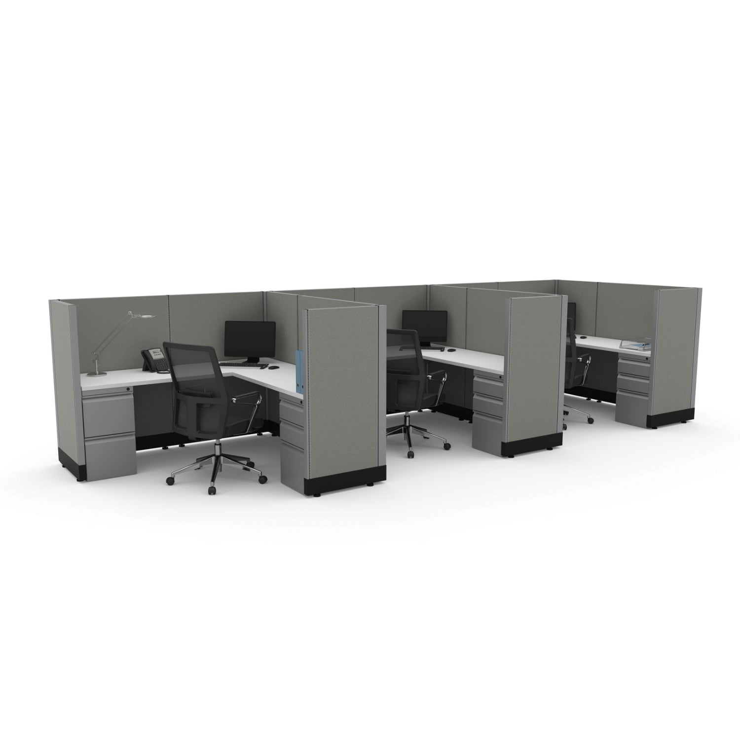 Systems In Stock Three 6' x 6' L-Shape Workstations, 53" H