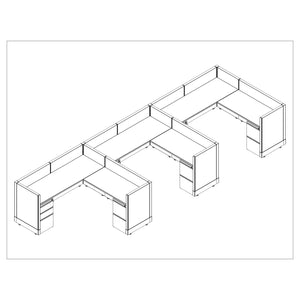 Systems In Stock Three 6' x 6' L-Shape Workstations, 39" H
