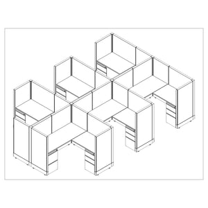 Systems In Stock Six 5' x 5' L-Shape Workstations, 53" H
