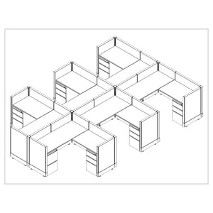 Systems In Stock Six 5' x 5' L-Shape Workstations, 39" H