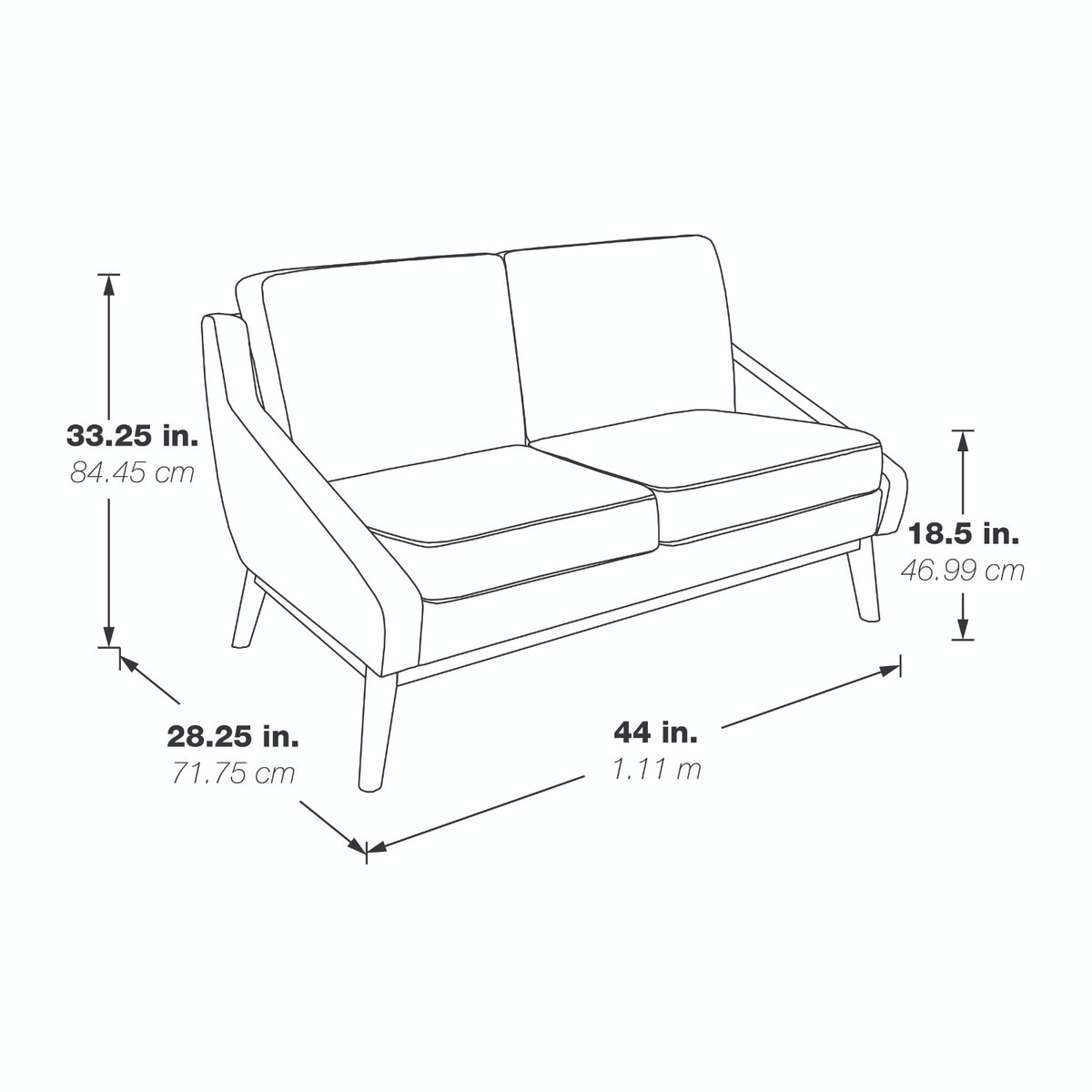 SL4400 Series Mid-Century Loveseat with Coffee Finish Legs