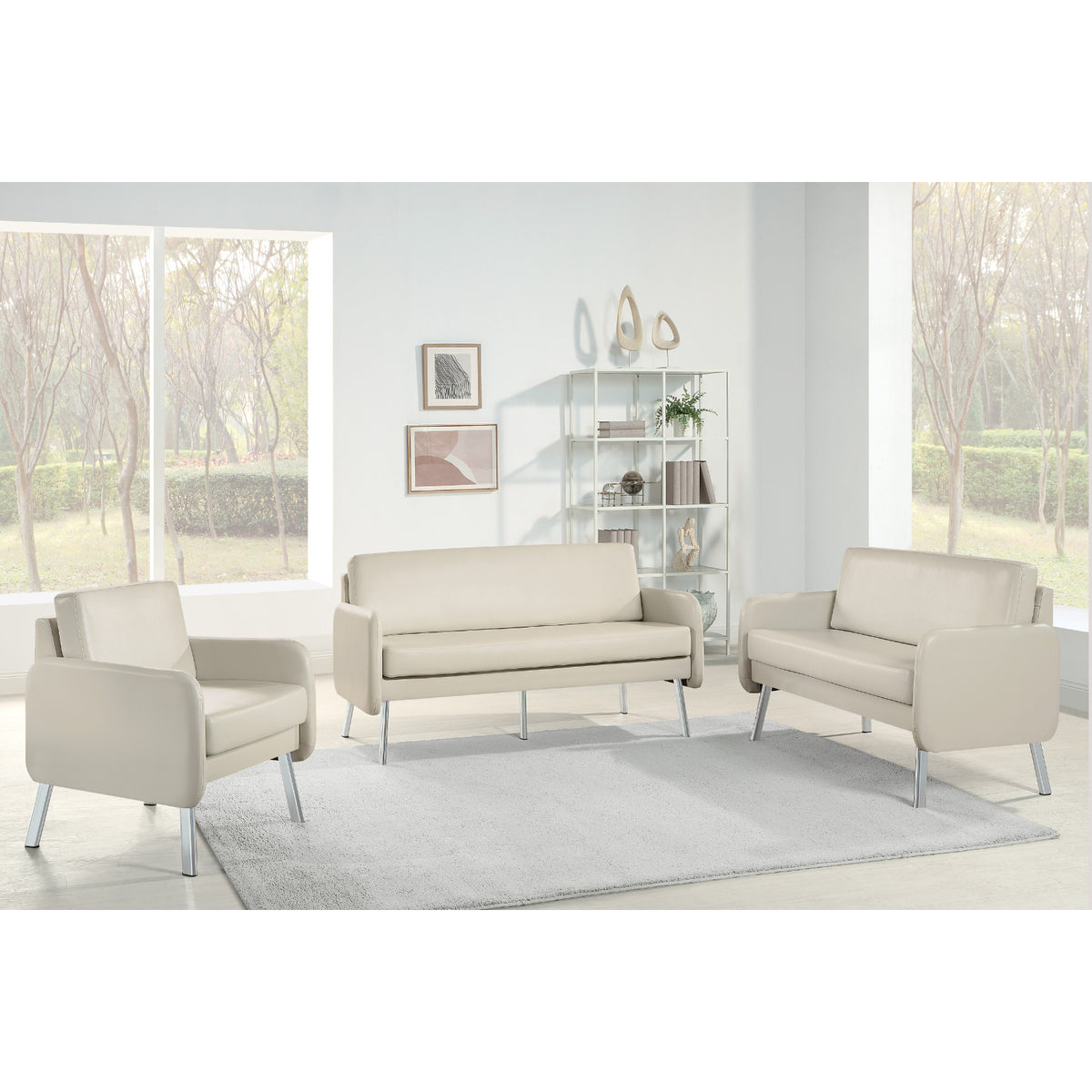 SL5600 Series Sofa with Chrome Finish Legs