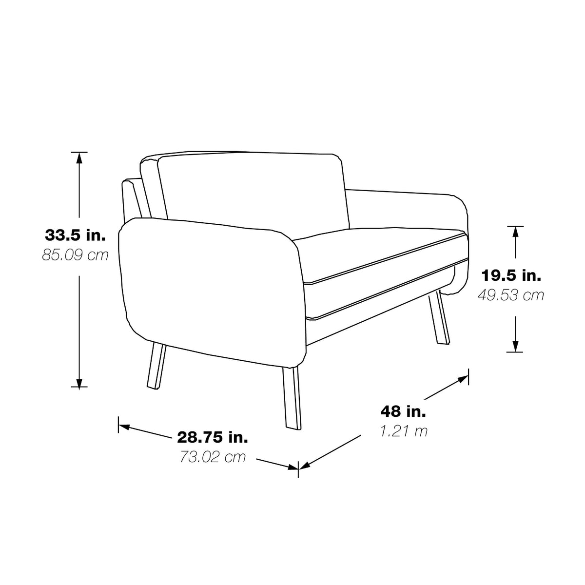SL5600 Series Loveseat with Chrome Finish Legs
