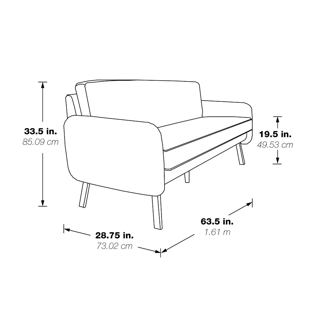 SL5600 Series Sofa with Chrome Finish Legs