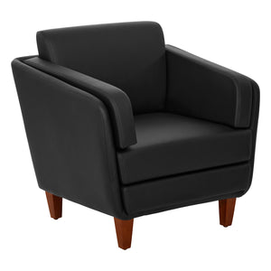 SL59400 Series Black Faux Leather Club Chair with Cherry Leg Finish
