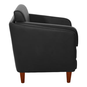 SL59400 Series Black Faux Leather Club Chair with Cherry Leg Finish