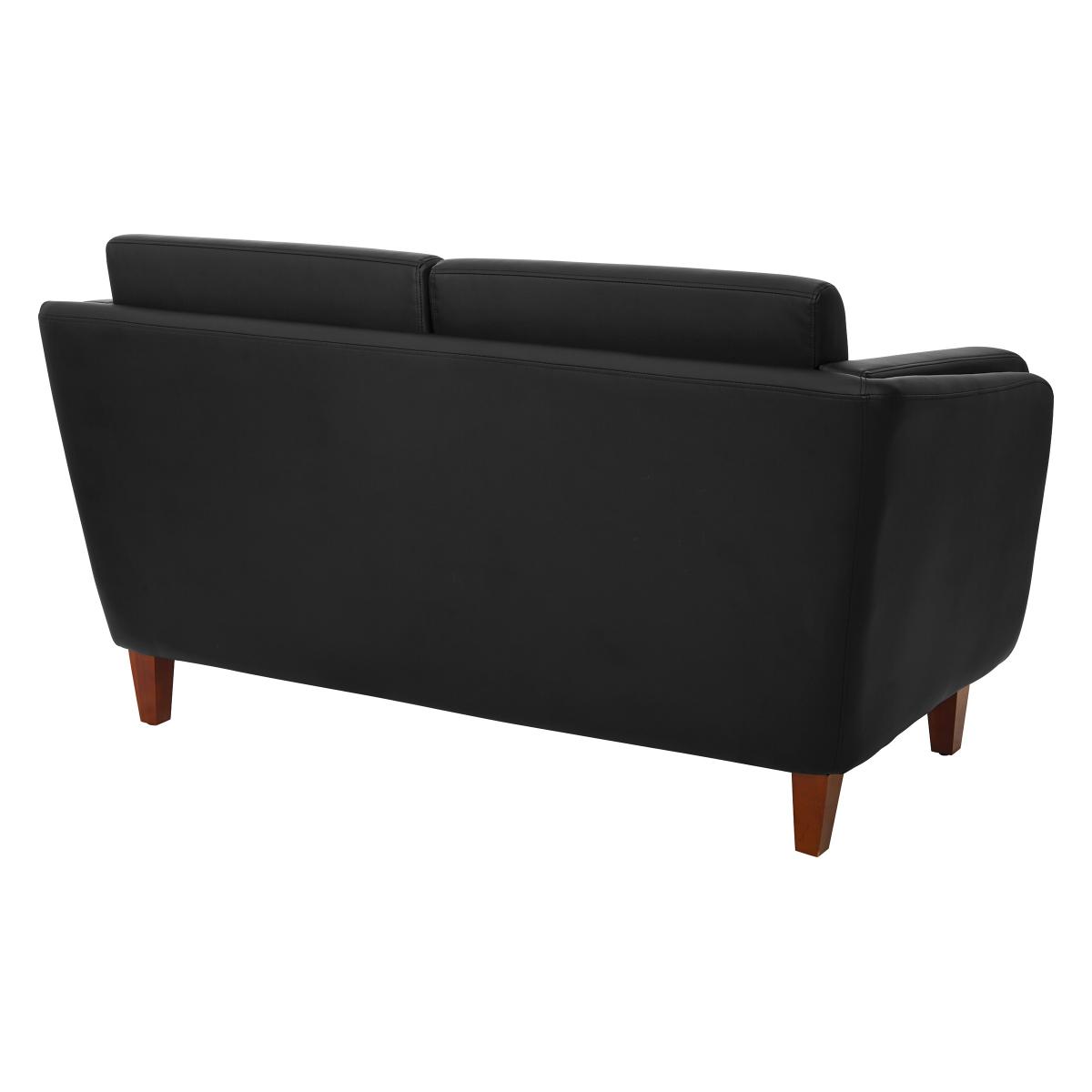 SL59400 Series Black Faux Leather Loveseat with Cherry Leg Finish
