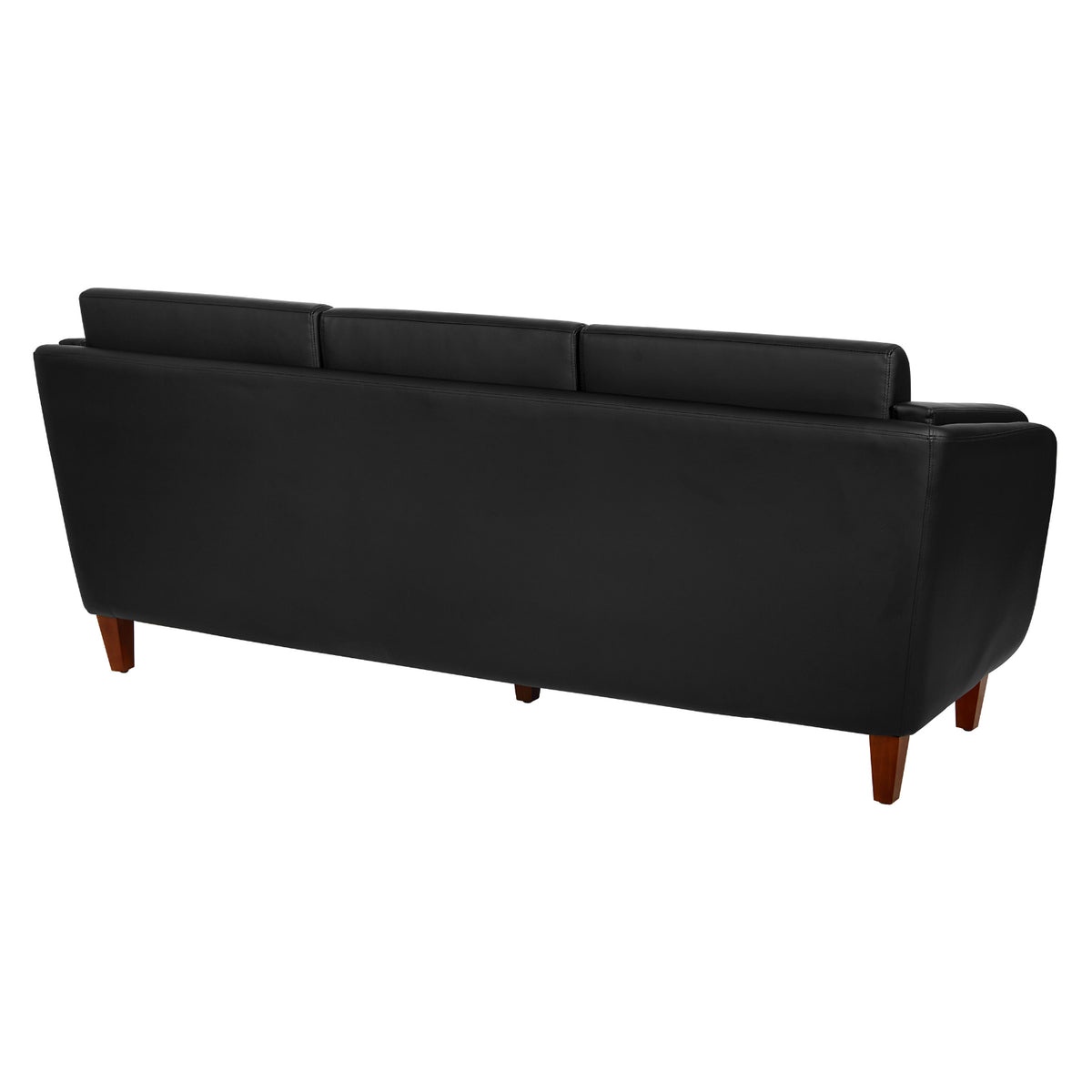 SL59400 Series Black Faux Leather Sofa with Cherry Leg Finish