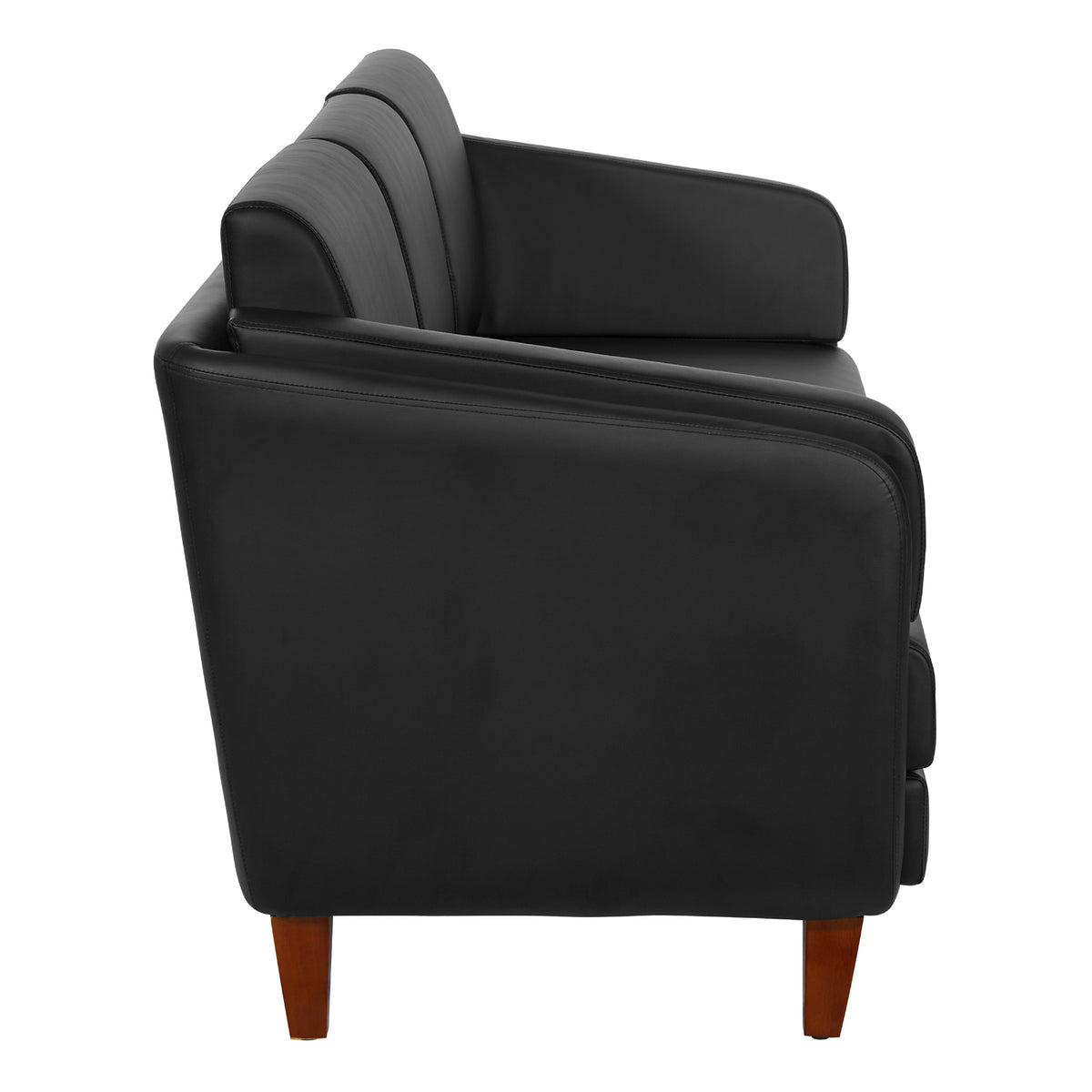 SL59400 Series Black Faux Leather Sofa with Cherry Leg Finish