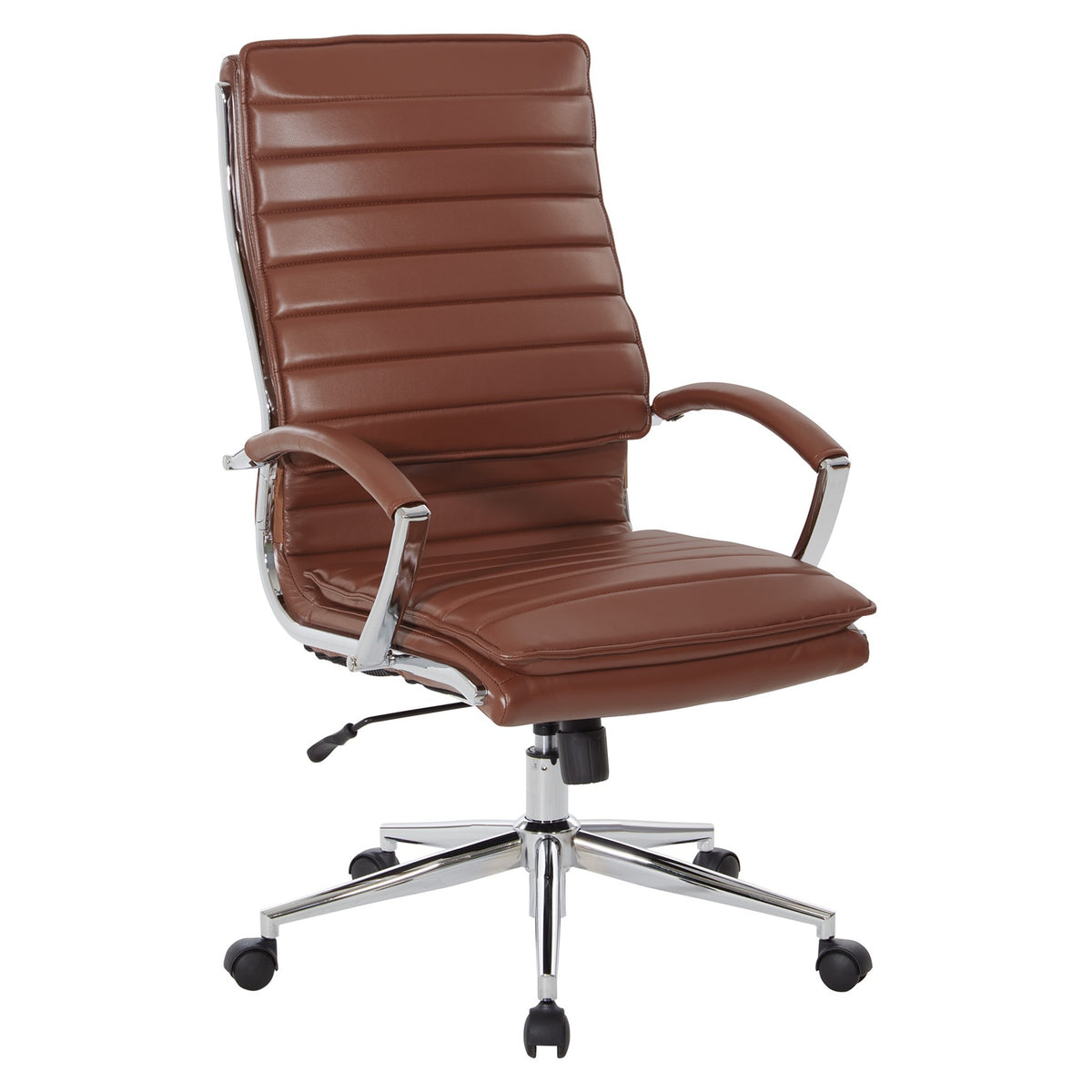 High Back Faux Leather Manager's Chair with Chrome Arms & Base