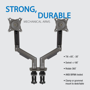 Axios Monitor Arm, Double Arms, Charcoal Finish