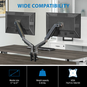 Axios Monitor Arm, Double Arms, Charcoal Finish