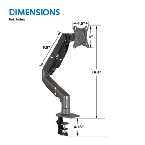 Axios Monitor Arm, Single Arm, Charcoal Finish