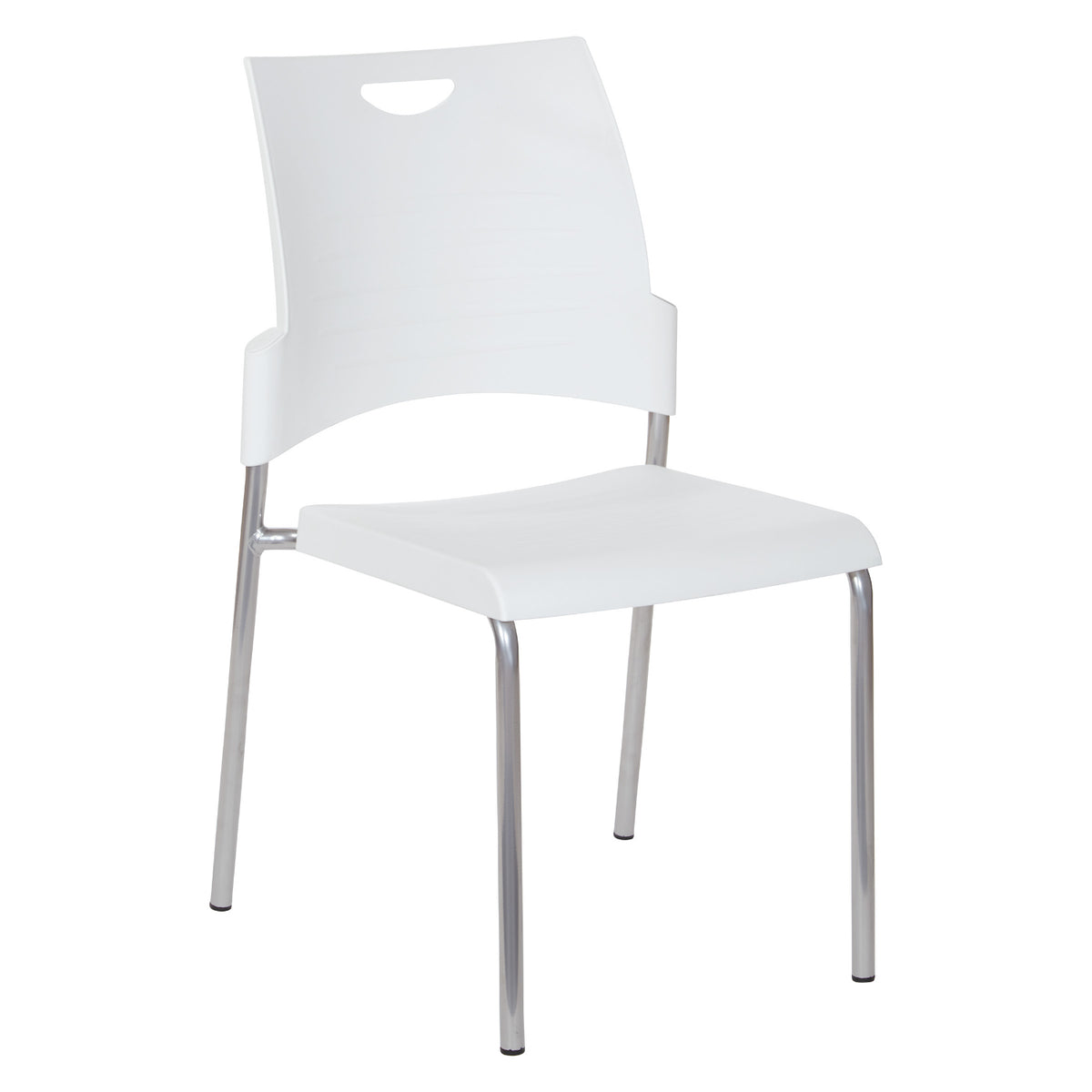 Straight Leg Stacking Chair Plastic Seat and Back and Silver EPD Finish Frame, 2-Pack