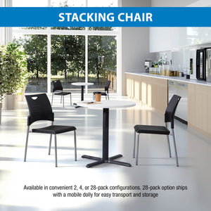 Straight Leg Stacking Chair Plastic Seat and Back and Silver EPD Finish Frame, 4-Pack