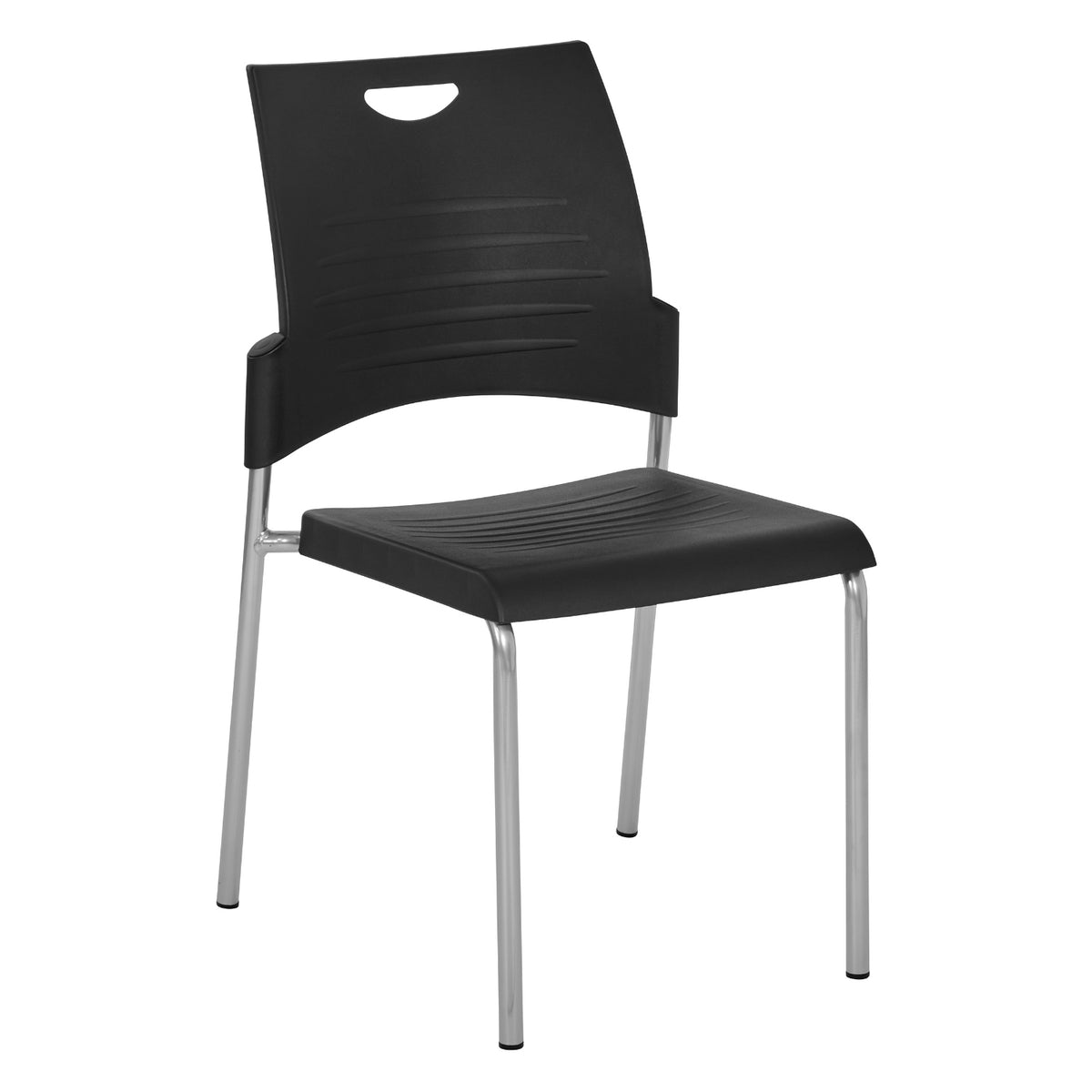 Straight Leg Stacking Chair Plastic Seat and Back and Silver EPD Finish Frame, 2-Pack