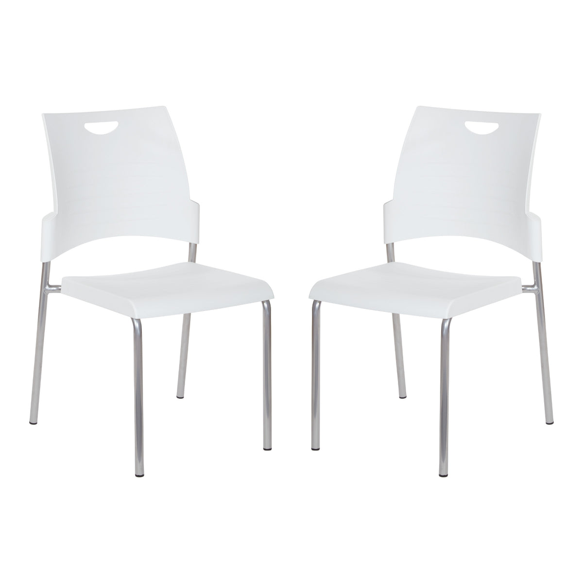 Straight Leg Stacking Chair Plastic Seat and Back and Silver EPD Finish Frame, 2-Pack