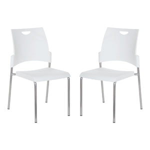 Straight Leg Stacking Chair Plastic Seat and Back and Silver EPD Finish Frame, 2-Pack