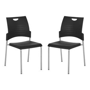 Straight Leg Stacking Chair Plastic Seat and Back and Silver EPD Finish Frame, 2-Pack