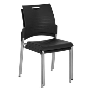 Straight Leg Stacking Chair Plastic Seat and Back and Silver EPD Finish Frame, 2-Pack