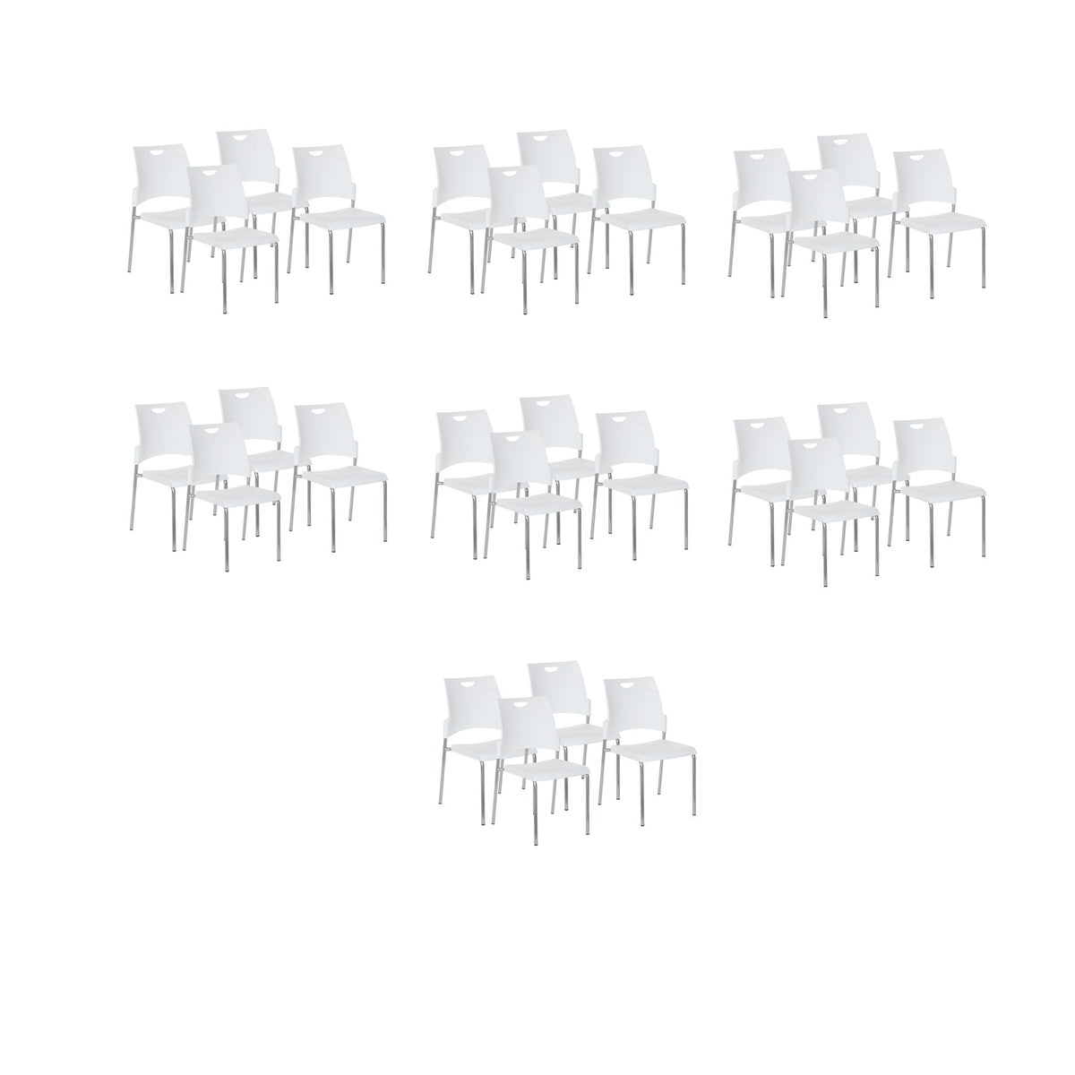 Straight Leg Stacking Chair Plastic Seat and Back and Silver EPD Finish Frame, 28-Pack with Dolly