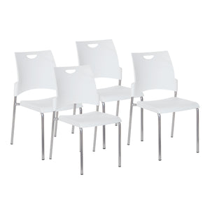 Straight Leg Stacking Chair Plastic Seat and Back and Silver EPD Finish Frame, 4-Pack