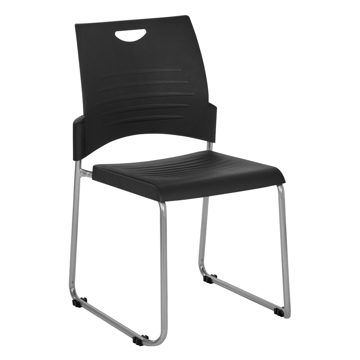Sled Base Stacking and Ganging Chair with Plastic Seat and Back and Silver EPD Finish Frame, 2-Pack