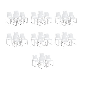 Sled Base Stacking and Ganging Chair with Plastic Seat and Back and Silver EPD Finish Frame, 28-Pack with Dolly