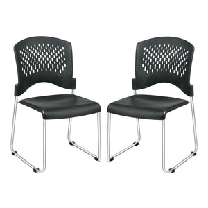 Stacking and Ganging Chair with Black Plastic Seat and Back and Silver EPD Finish, 2-Pack
