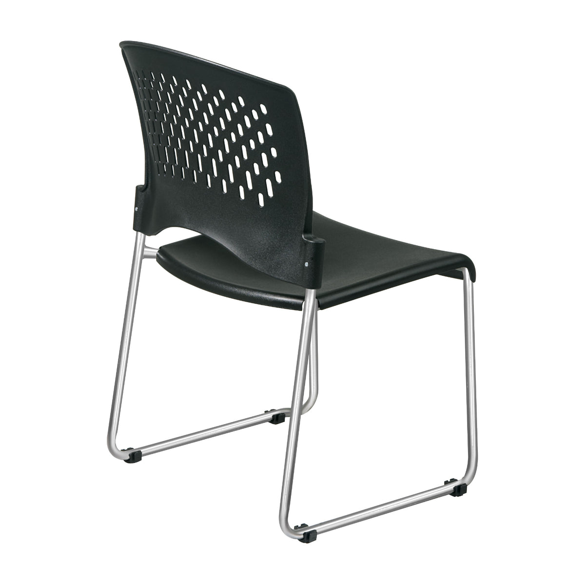 Stacking and Ganging Chair with Black Plastic Seat and Back and Silver EPD Finish, 30-Pack with Dolly