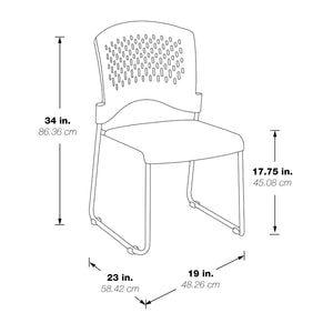 Stacking and Ganging Chair with Black Plastic Seat and Back and Silver EPD Finish, 30-Pack with Dolly
