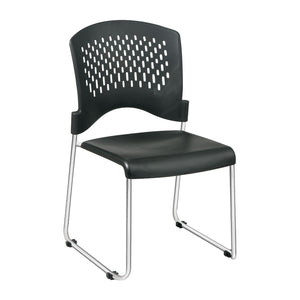 Stacking and Ganging Chair with Black Plastic Seat and Back and Silver EPD Finish, 2-Pack