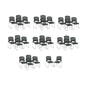 Stacking and Ganging Chair with Black Plastic Seat and Back and Silver EPD Finish, 30-Pack with Dolly