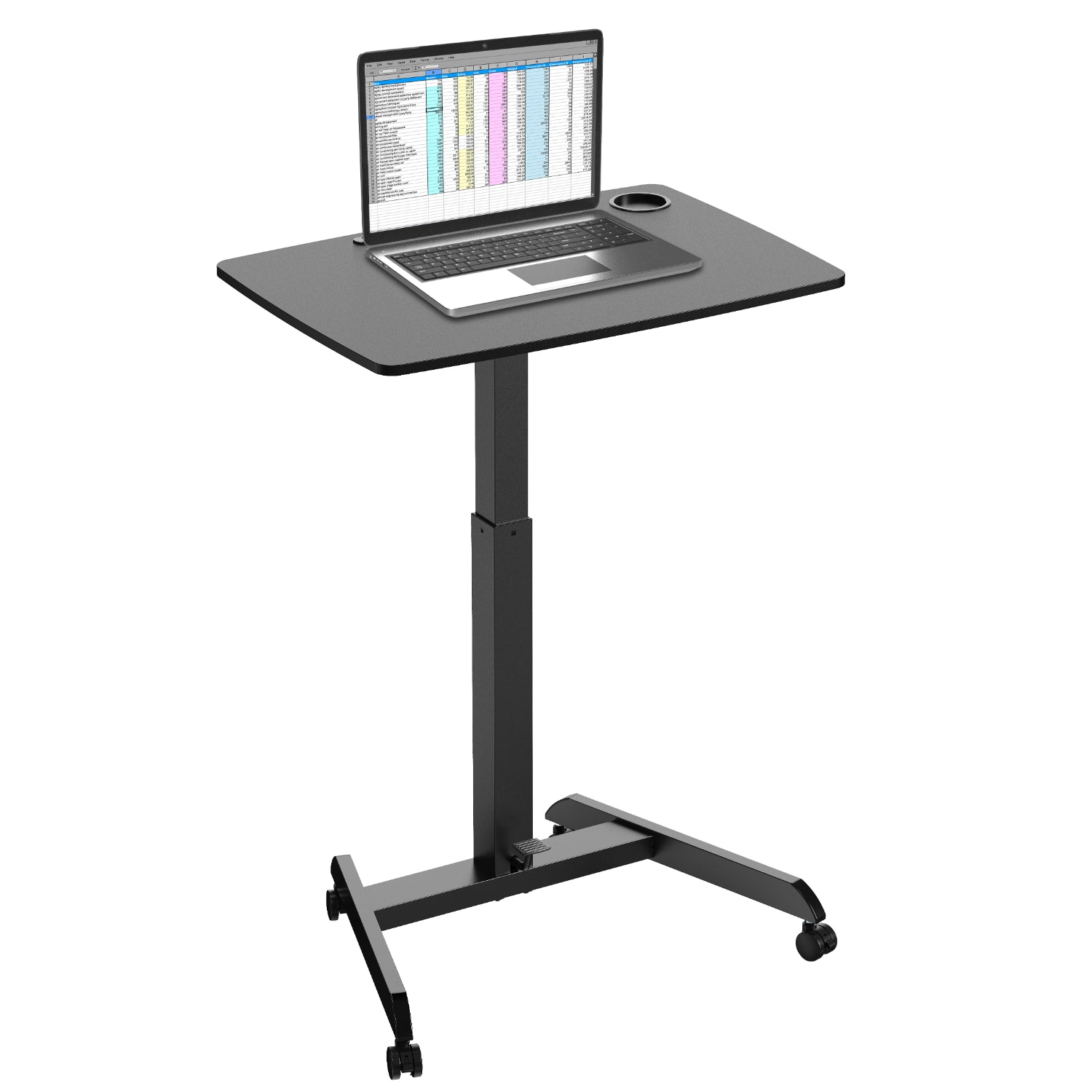 Kantek Mobile Height Adjustable Sit Stand Desk, Large