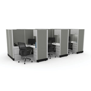 Systems In Stock Six 5' x 5' L-Shape Workstations with Overheads, 67" H