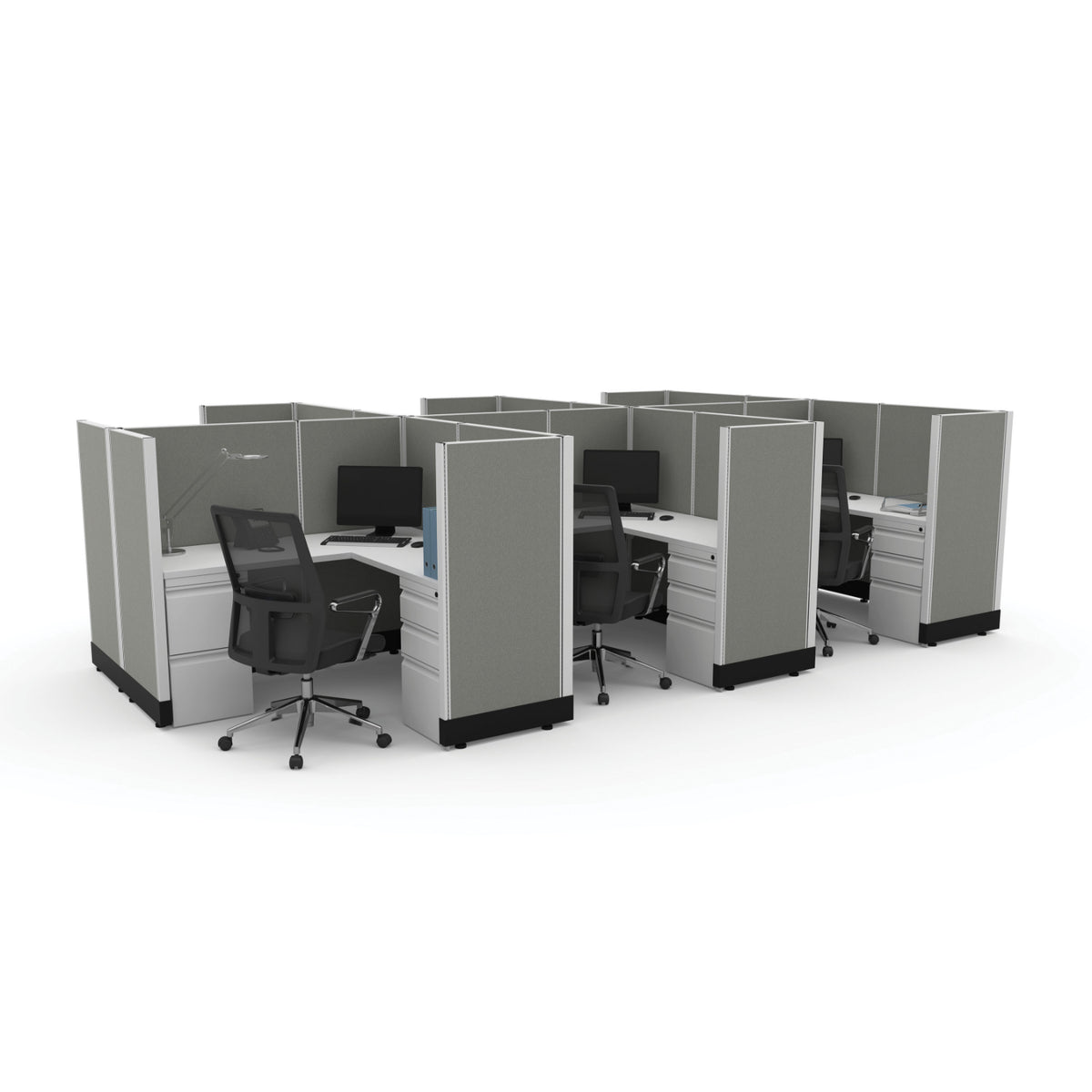 Systems In Stock Six 5' x 5' L-Shape Workstations, 53" H