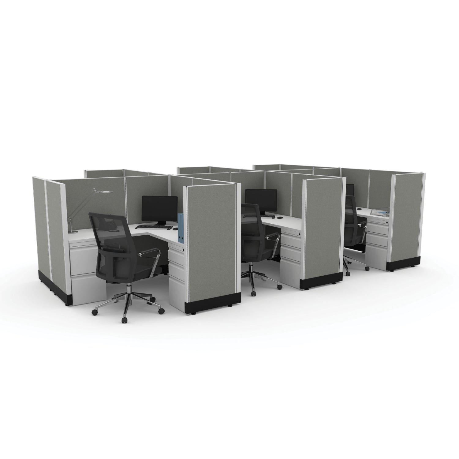 Systems In Stock Six 5' x 5' L-Shape Workstations, 53" H