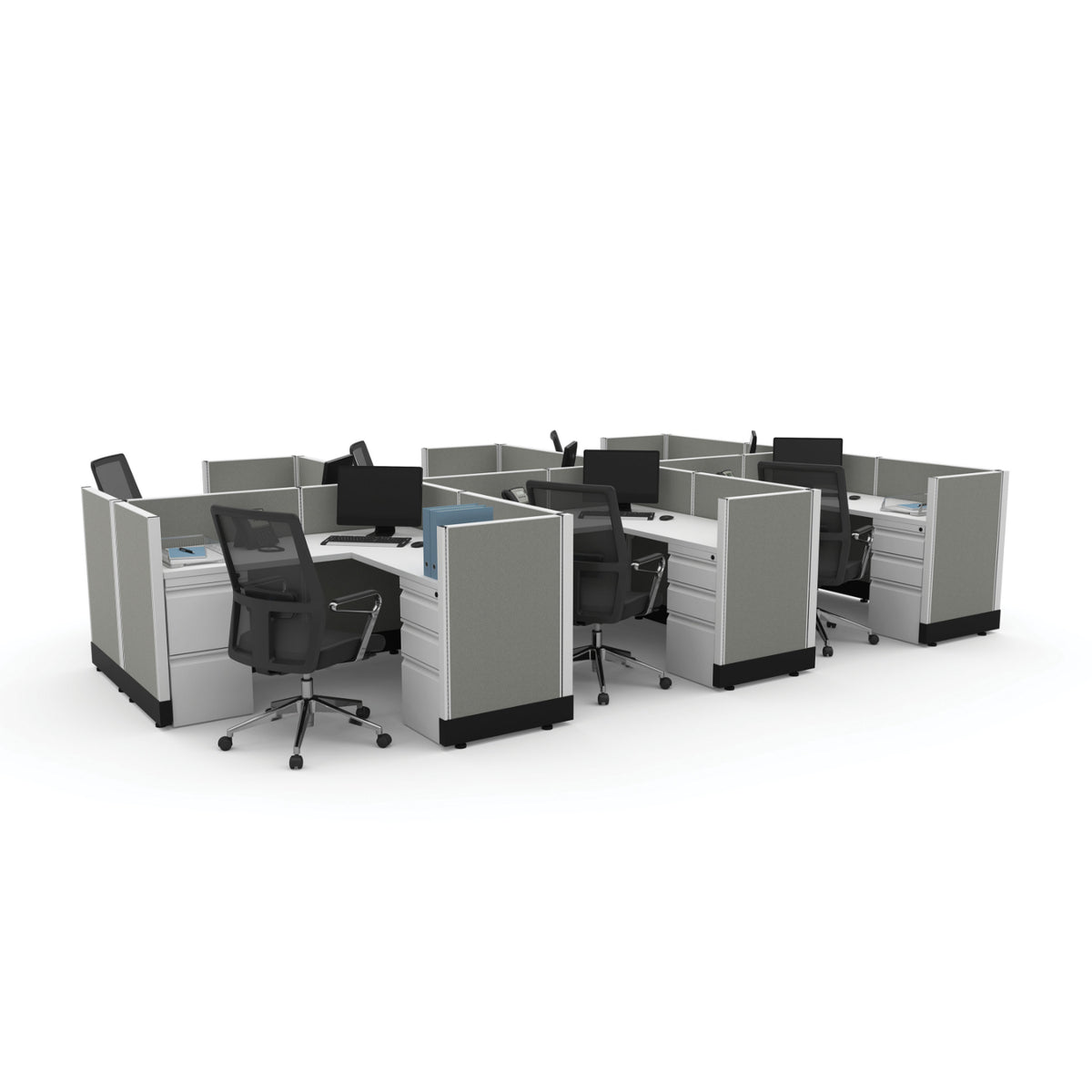 Systems In Stock Six 5' x 5' L-Shape Workstations, 39" H