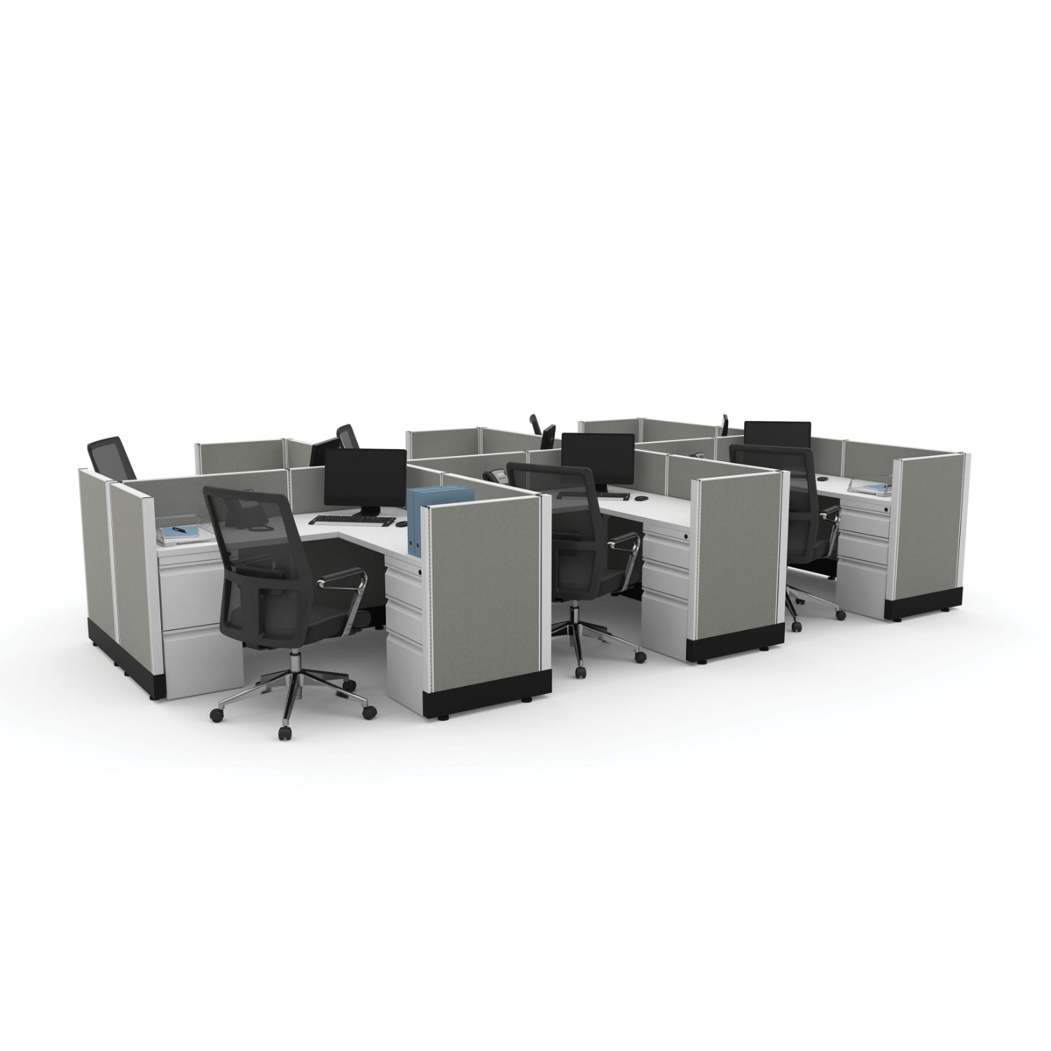 Systems In Stock Six 5' x 5' L-Shape Workstations, 39" H