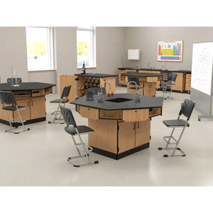 Hexagon 6-Person Science Workstation, Chem-Res Top, Book Boxes