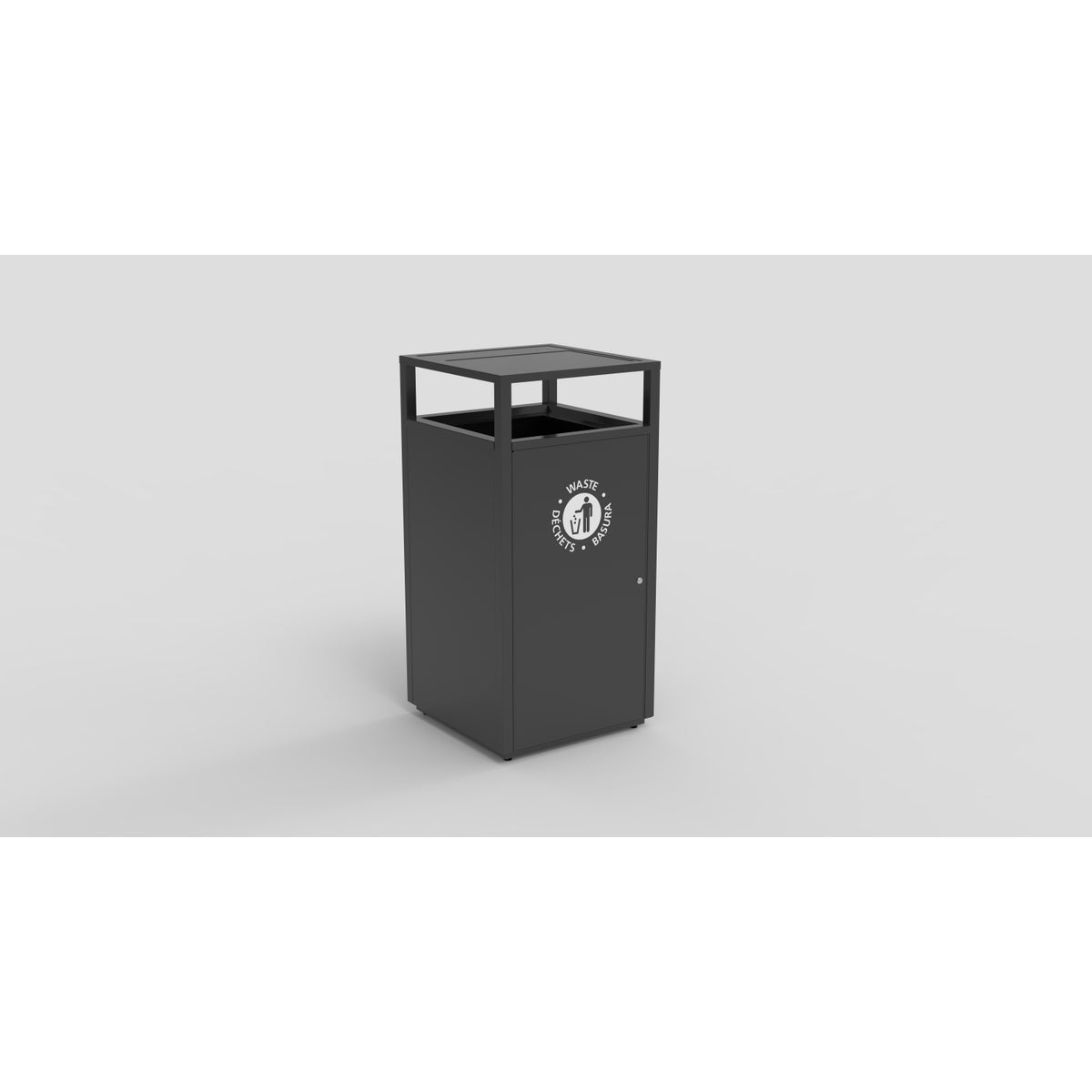 Storlek Indoor Painted Steel Waste Receptacle with Tray Top, Waste Top Opening